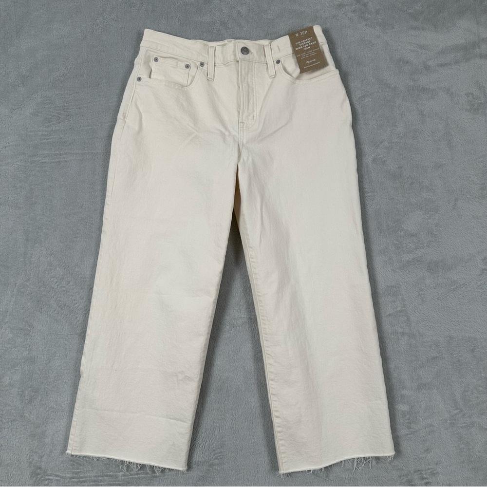 Madewell NWT Perfect Vintage Wide-Leg Crop Jeans in Cream 30P